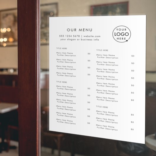 Menu Restaurant | Minimale cateringcapaciteit voor Raamsticker