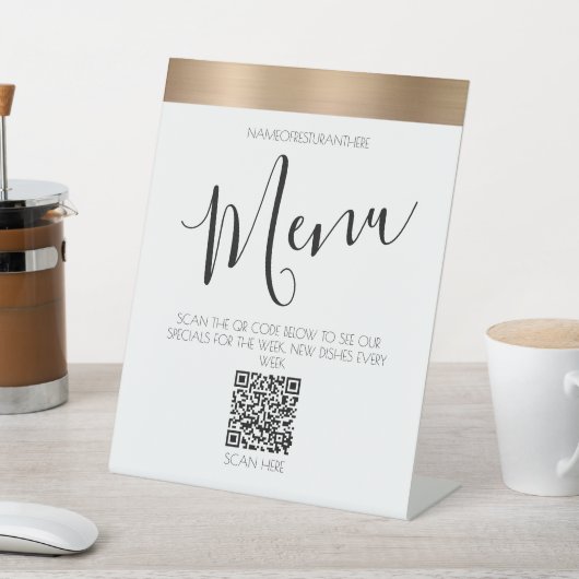 menu Restaurant QR-codetabel Pedestal Sign Reclamebord Met Voetstuk (Insitu)