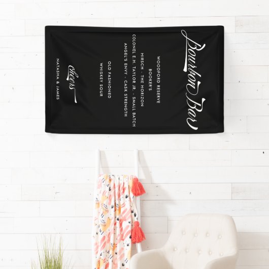 Menu Retro Black Bourbon Bar Wedding Drink Spandoek (Insitu)