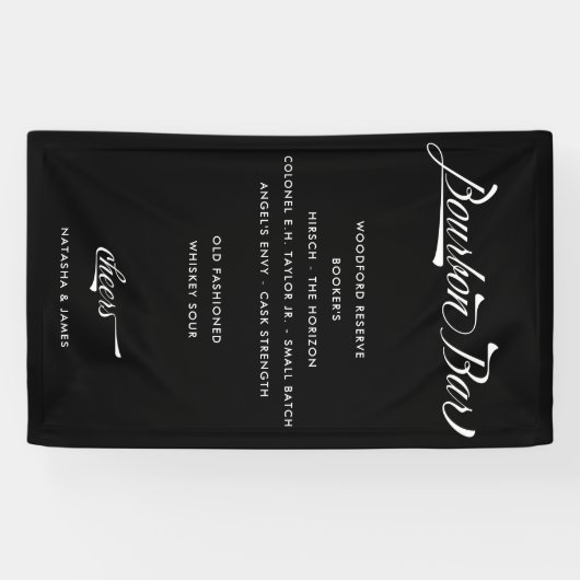 Menu Retro Black Bourbon Bar Wedding Drink Spandoek (Horizontaal)