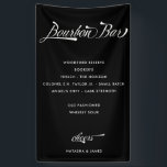 Menu  Retro Black Bourbon Bar Wedding Drink Spandoek<br><div class="desc">Een trendy zwarte stof bar menu teken voor een Bourbon Bar met retro geïnspireerde typografie en uw drink menu van keus. Ideaal voor de Bourbon Bar van de bruidegom, Wedding Bourbon Bar, Bachelor Party of Birthday Party. De achtergrond en de tekstkleur kunnen in het ontwerphulpmiddel worden veranderd als u houdt...</div>