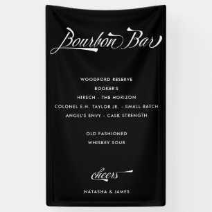 Menu  Retro Black Bourbon Bar Wedding Drink Spandoek
