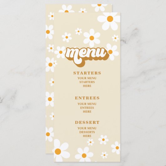 Menu Retro Daisy Vrijgezellenfeest (Voorkant / Achterkant)