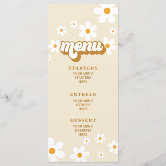 Menu Retro Daisy Vrijgezellenfeest (Voorkant)