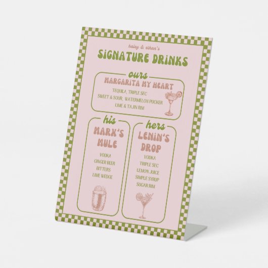 Menu Retrobalk Reclamebord Met Voetstuk (Voorkant)