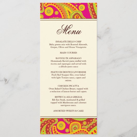 Menu Rich Gold Paisley Pattern-kaart (Voorkant)