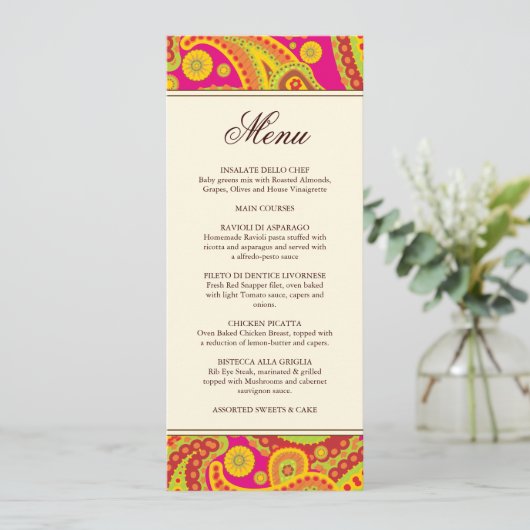 Menu Rich Gold Paisley Pattern-kaart (Staand voorkant)