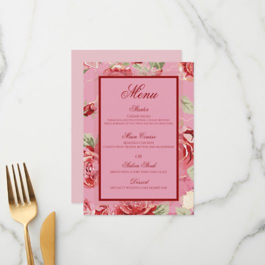 Menu Rode roze roze pony (Voorkant / Achterkant in situ)