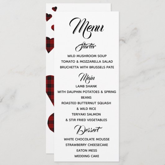 Menu Rode Tartan (Voorkant / Achterkant)