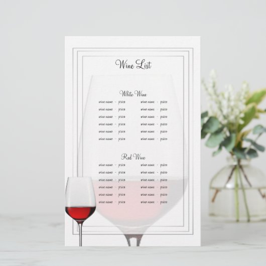 Menu Rode wijn (Staand voorkant)