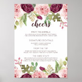 Menu Romantic Blooms Weddenschap Poster (Voorkant)