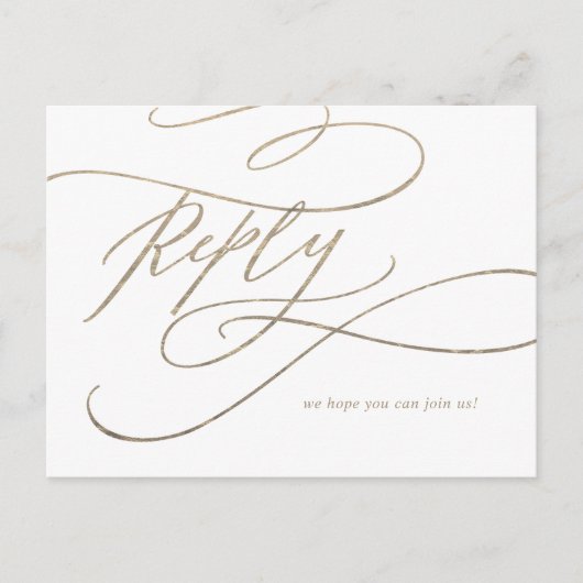 Menu Romantic Gold Calligraphy Choice RSVP (Voorkant)