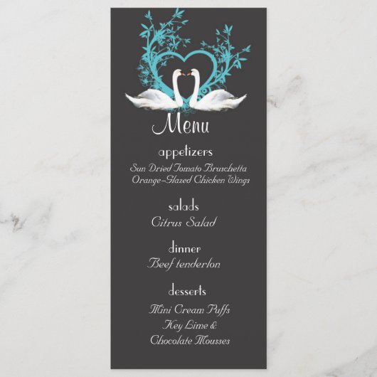 Menu Romantic Swans Wedding (Voorkant)