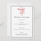 Menu Rood curly Script Weddenschap Kaart (Voorkant)