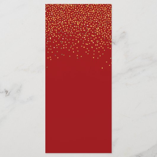 Menu Rood- en Glam Gold-Confetti bruiloft (Achterkant)