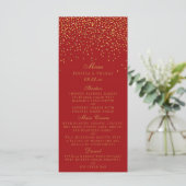 Menu Rood- en Glam Gold-Confetti bruiloft (Staand voorkant)