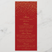 Menu Rood- en Glam Gold-Confetti bruiloft (Voorkant)