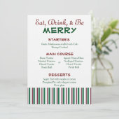 Menu Rood en Groen Kerstmis Kaart (Staand voorkant)