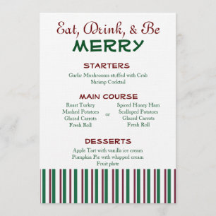 Menu Rood en Groen Kerstmis Kaart