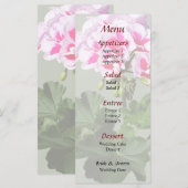 Menu Rood- en roze geranium Wedding (Voorkant / Achterkant)