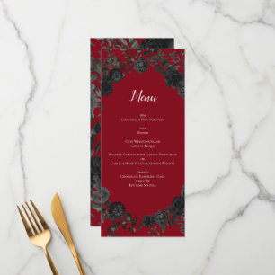 Menu Rood en zwart Roos Gothic Wedding