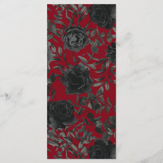 Menu Rood en zwart Roos Gothic Wedding (Achterkant)