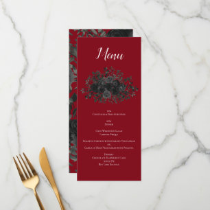 Menu Rood en zwart Roos Gothic Wedding