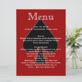 Menu Rood en zwart-wit aangepaste bruiloft (Staand voorkant)