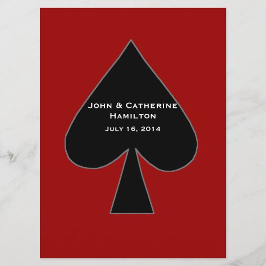 Menu Rood en zwart-wit aangepaste bruiloft (Achterkant)