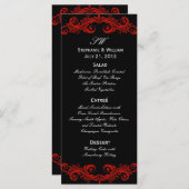Menu Rood- en zwarte bruiloft (Voorkant / Achterkant)