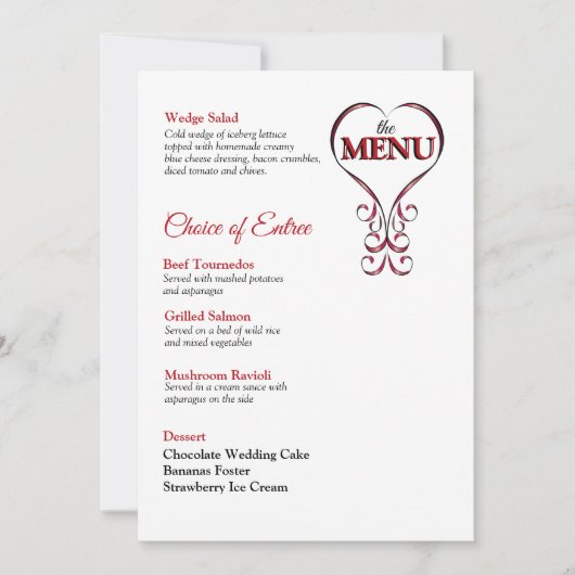 Menu Rood- en zwarte uitnodiging (Voorkant)