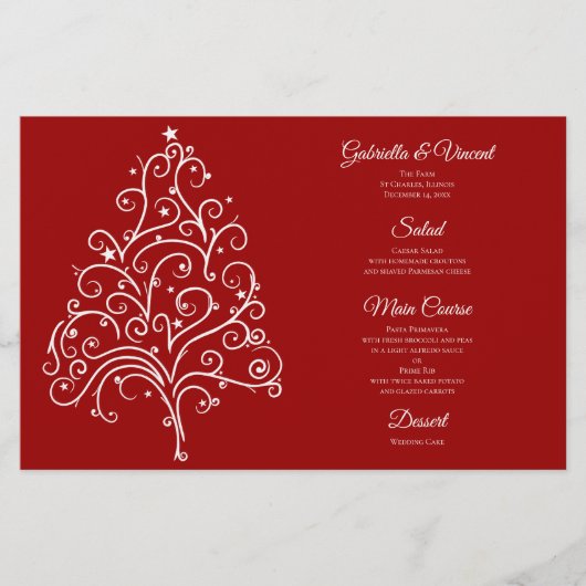 Menu Rood kerstboom Winter Weddenschap (Voorkant)