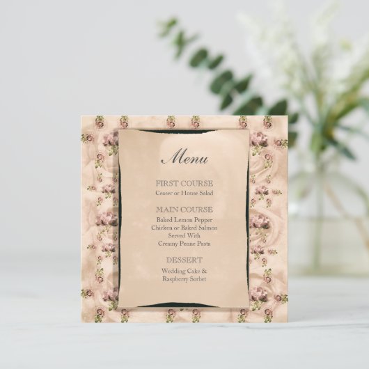 Menu  Roos bruiloft (Staand voorkant)