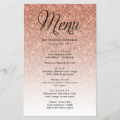 Menu roos Gold Glitter Party (Voorkant)