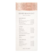 Menu roos Gold Sequins Salon Price List (Voorkant)