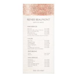 Menu roos Gold Sequins Salon Price List