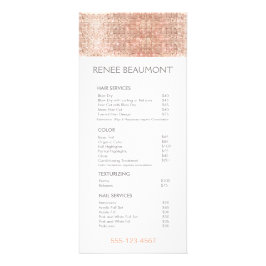 Menu roos Gold Sequins Salon Price List