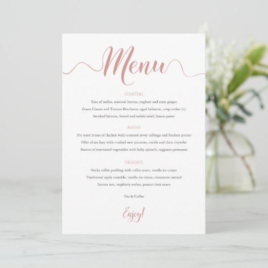 Menu roos Gold Wedding (Staand voorkant)