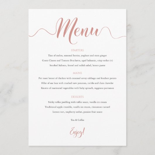 Menu roos Gold Wedding (Voorkant)