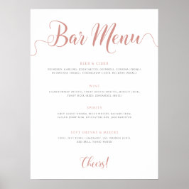 Menu roos Gold Wedding Bar Poster