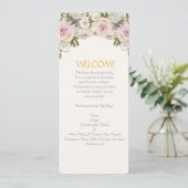 Menu Roos Succulente Romantische Bloemige Bruiloft Kaart (Staand voorkant)
