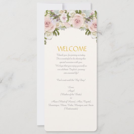 Menu Roos Succulente Romantische Bloemige Bruiloft Kaart (Voorkant)