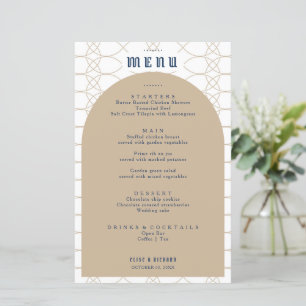 Menu Royal Blue Classic Retro Wedding