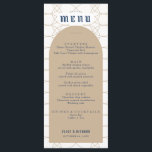 Menu Royal Blue Classic Retro Wedding<br><div class="desc">Deze aanpasbare menukaart is ontworpen om te coördineren met ons minimalistische Collectie Rustic en biedt de trendy en populaire boog met een klassiek lettertype op een patroonachtergrond. Voor een meer geavanceerde aanpassing van dit ontwerp, bijvoorbeeld het wijzigen van de lay-out, het lettertype of de tekstgrootte, klikt u hierboven op de...</div>