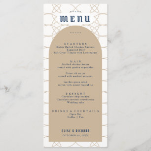 Menu Royal Blue Classic Retro Wedding