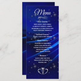 Menu Royal Blue Diamonds en Hearts Wedding Menu
