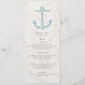 Menu Royal Blue Rustic Anchor Wedding (Voorkant)