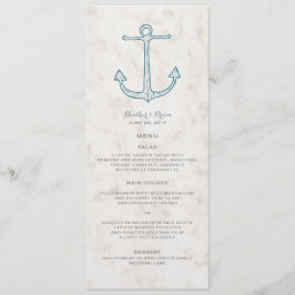 Menu Royal Blue Rustic Anchor Wedding