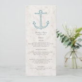 Menu Royal Blue Rustic Anchor Wedding (Staand voorkant)