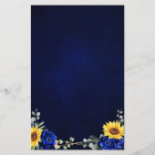 Menu Royal Blue Sunflower Geometric Wedding (Achterkant)